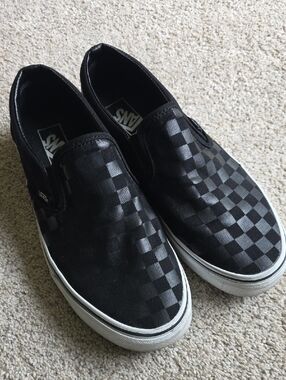 Vans Black Checkerboard Slip-On Loafers